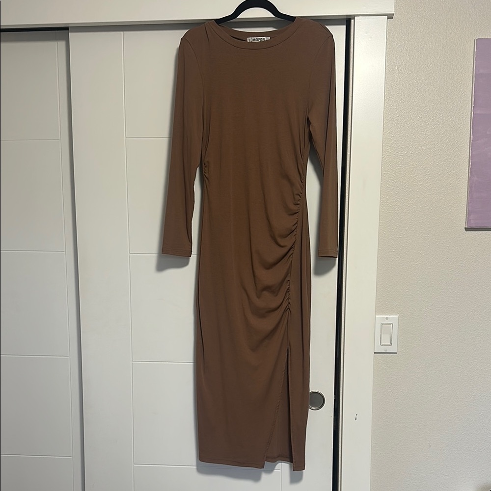 TEMOFON Brown Midi Dress